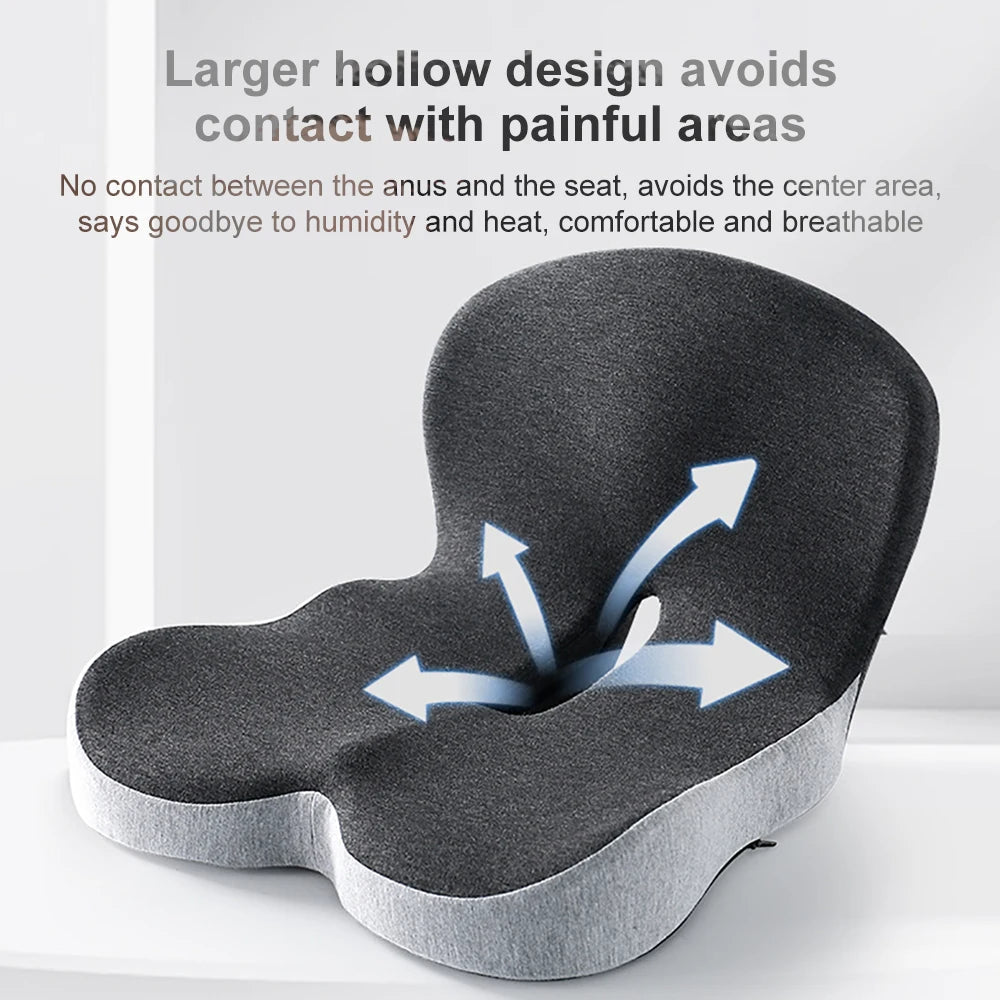 Memory Foam Seat & Lumbar Cushion — One-Piece Support
