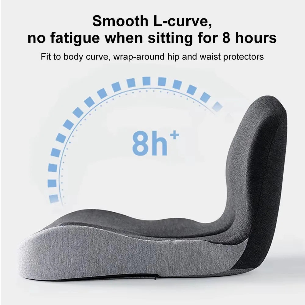 Memory Foam Seat & Lumbar Cushion — One-Piece Support