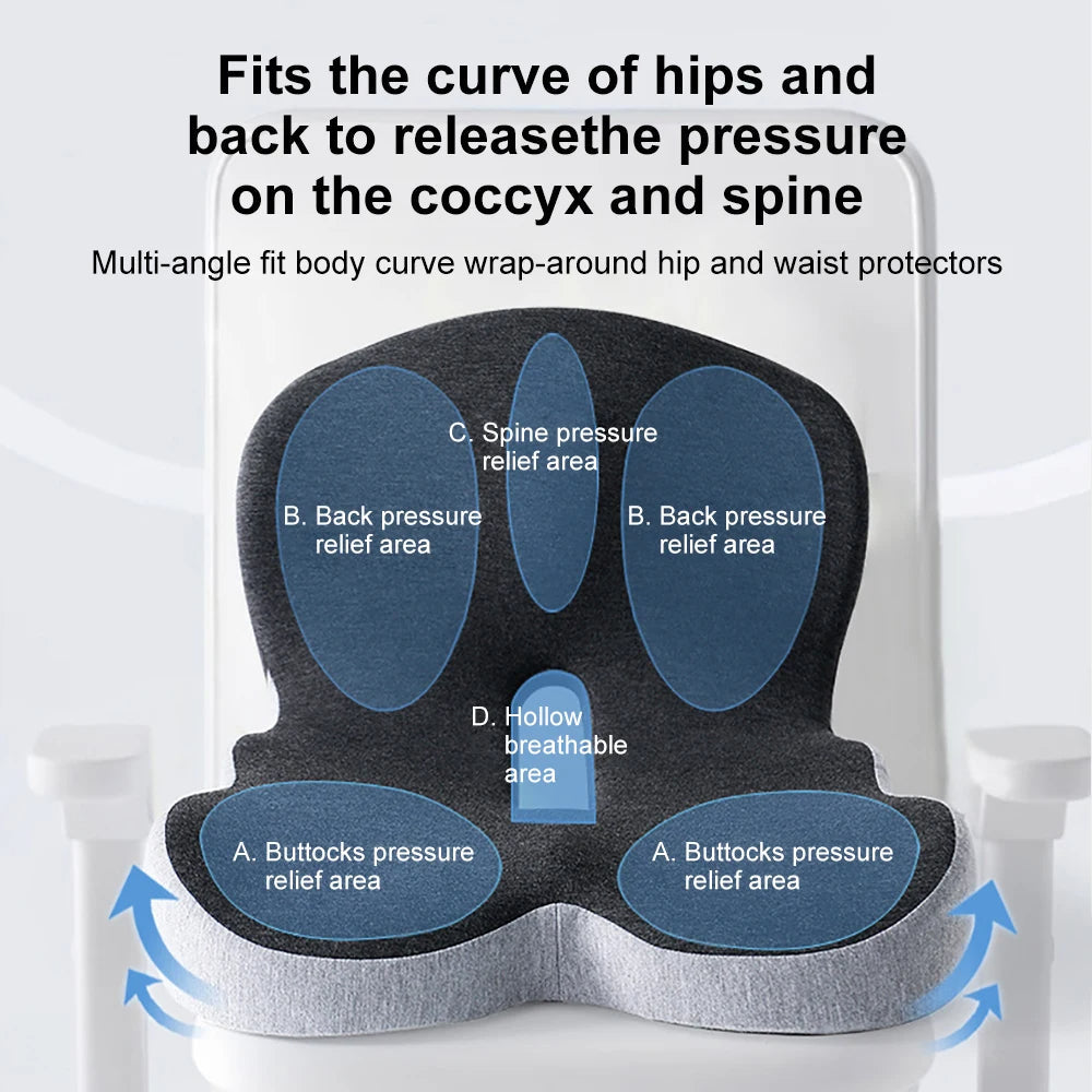 Memory Foam Seat & Lumbar Cushion — One-Piece Support