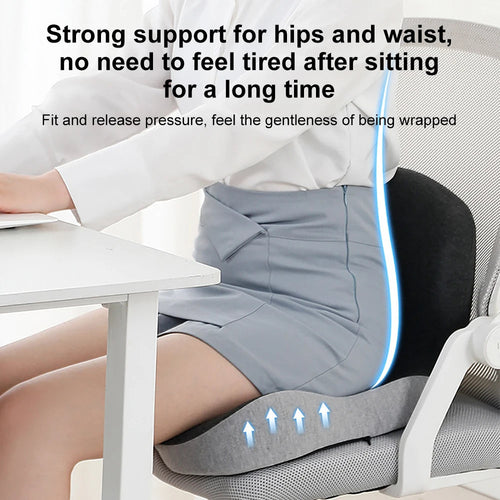 Memory Foam Seat & Lumbar Cushion — One-Piece Support