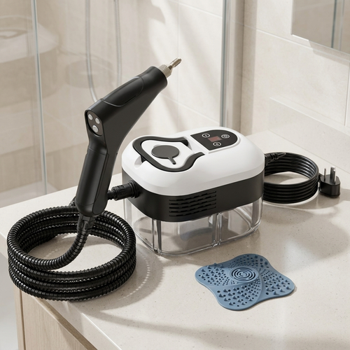 Complete Clean Bundle — high-pressure steam cleaner and spiral drain catcher together